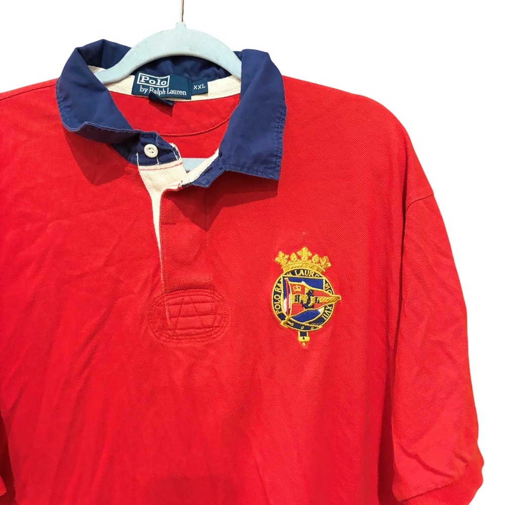Polo Ralph Lauren Mens XXL Red Crest Embroidered Short Sleeve Rugby Polo Shirt